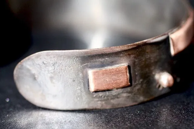 Rustic Sterling Silver and Copper with Peach Moonstone cuff