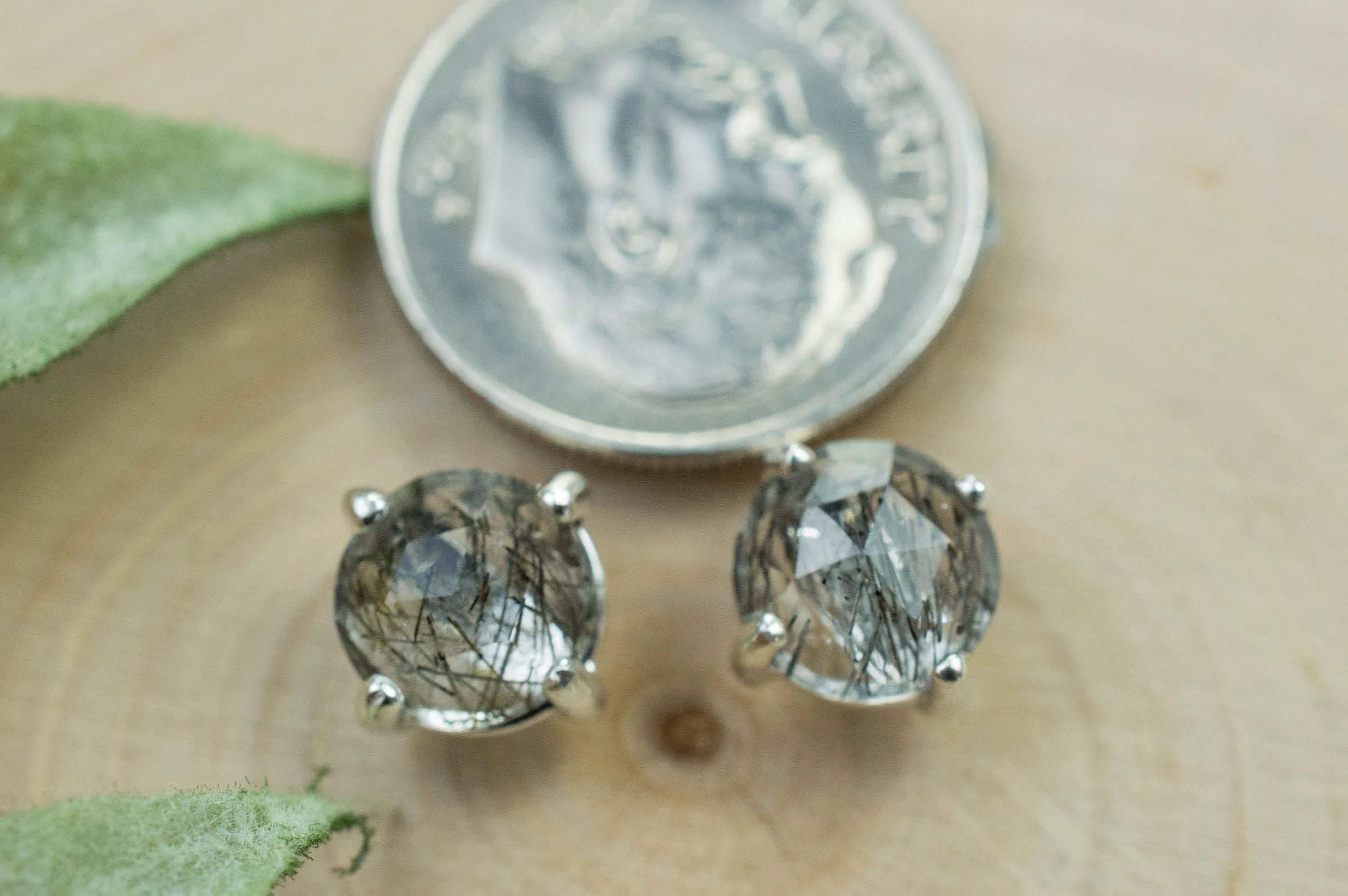 Rutilated Quartz Earrings; Genuine Untreated Brazilian Quartz; Tourmalated Quartz Earrings; 1.945cts