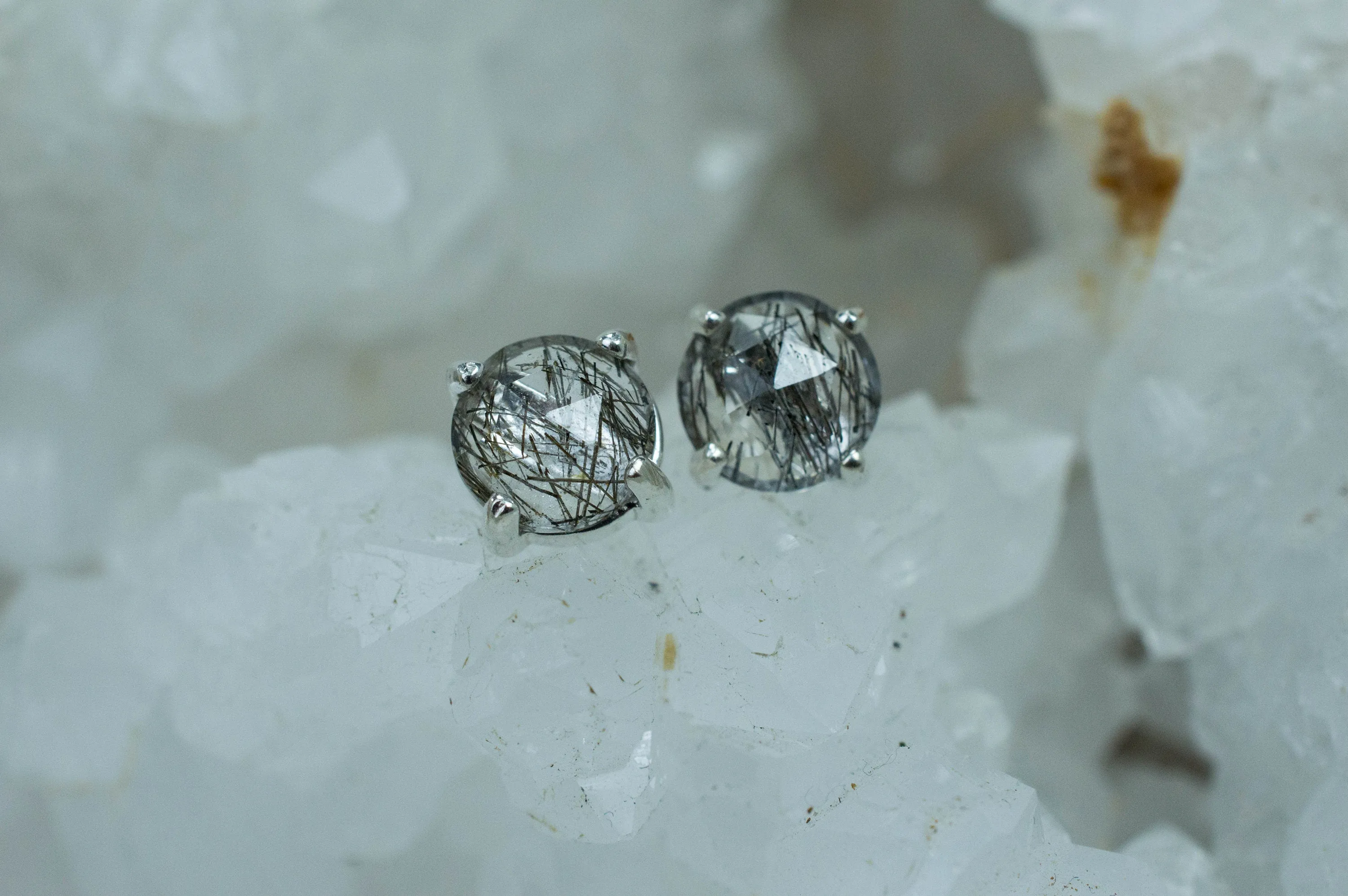 Rutilated Quartz Earrings; Genuine Untreated Brazilian Quartz; Tourmalated Quartz Earrings; 1.945cts