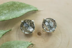 Rutilated Quartz Earrings; Genuine Untreated Brazilian Quartz; Tourmalated Quartz Earrings; 1.945cts