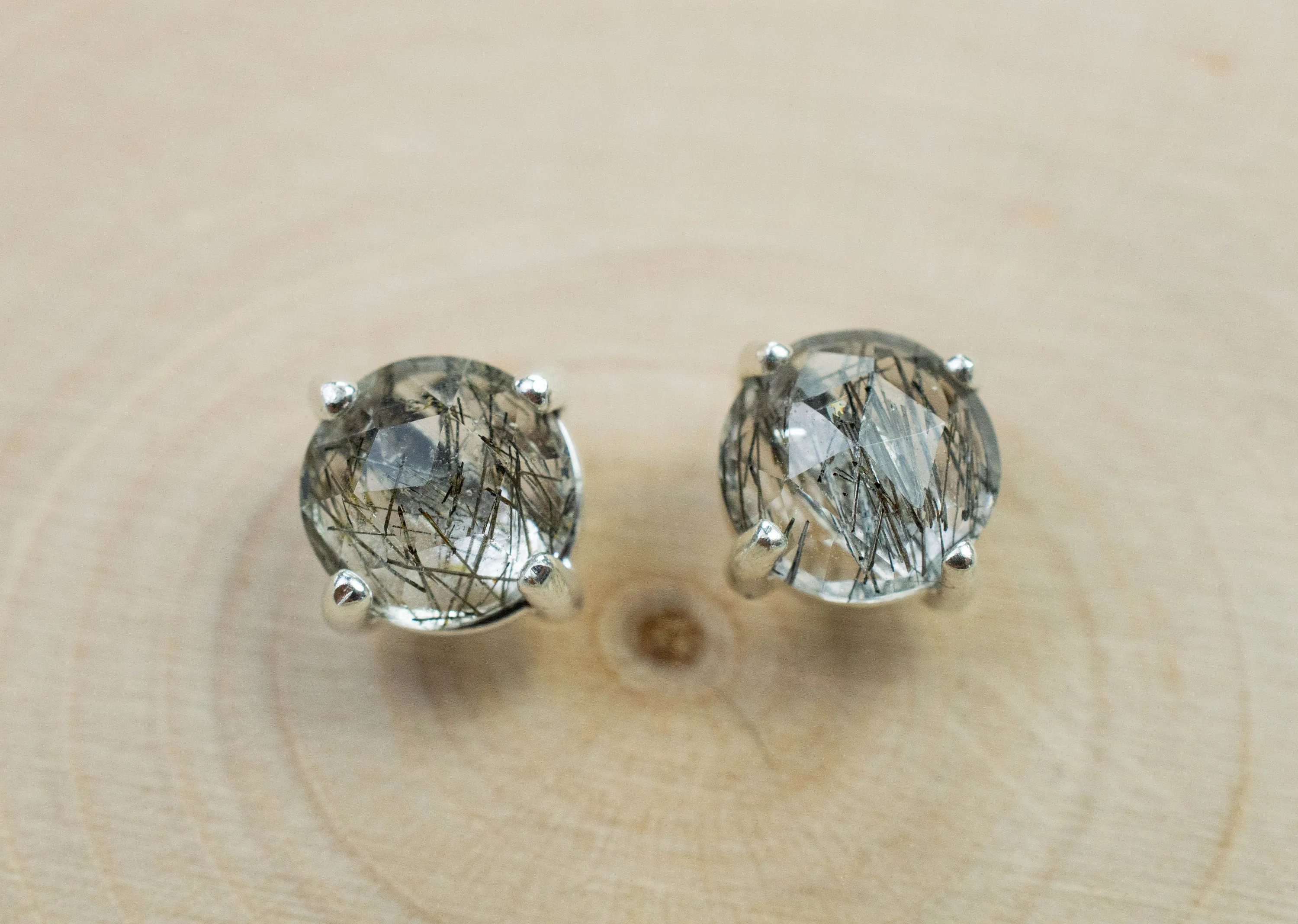Rutilated Quartz Earrings; Genuine Untreated Brazilian Quartz; Tourmalated Quartz Earrings; 1.945cts