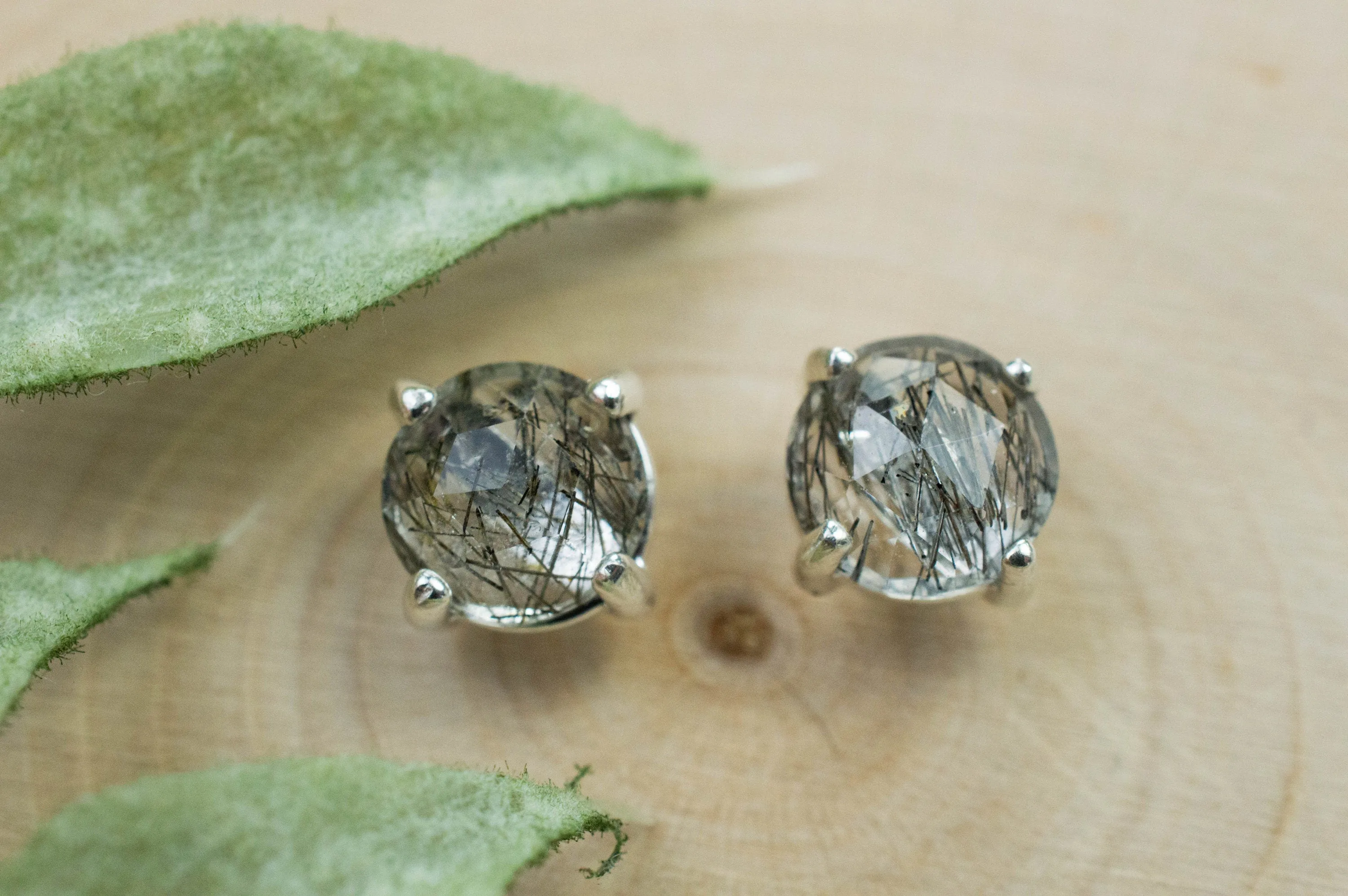 Rutilated Quartz Earrings; Genuine Untreated Brazilian Quartz; Tourmalated Quartz Earrings; 1.945cts