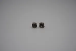 Rutilated Quartz Post Earrings: Round Cut, Silver, Double Prong Setting