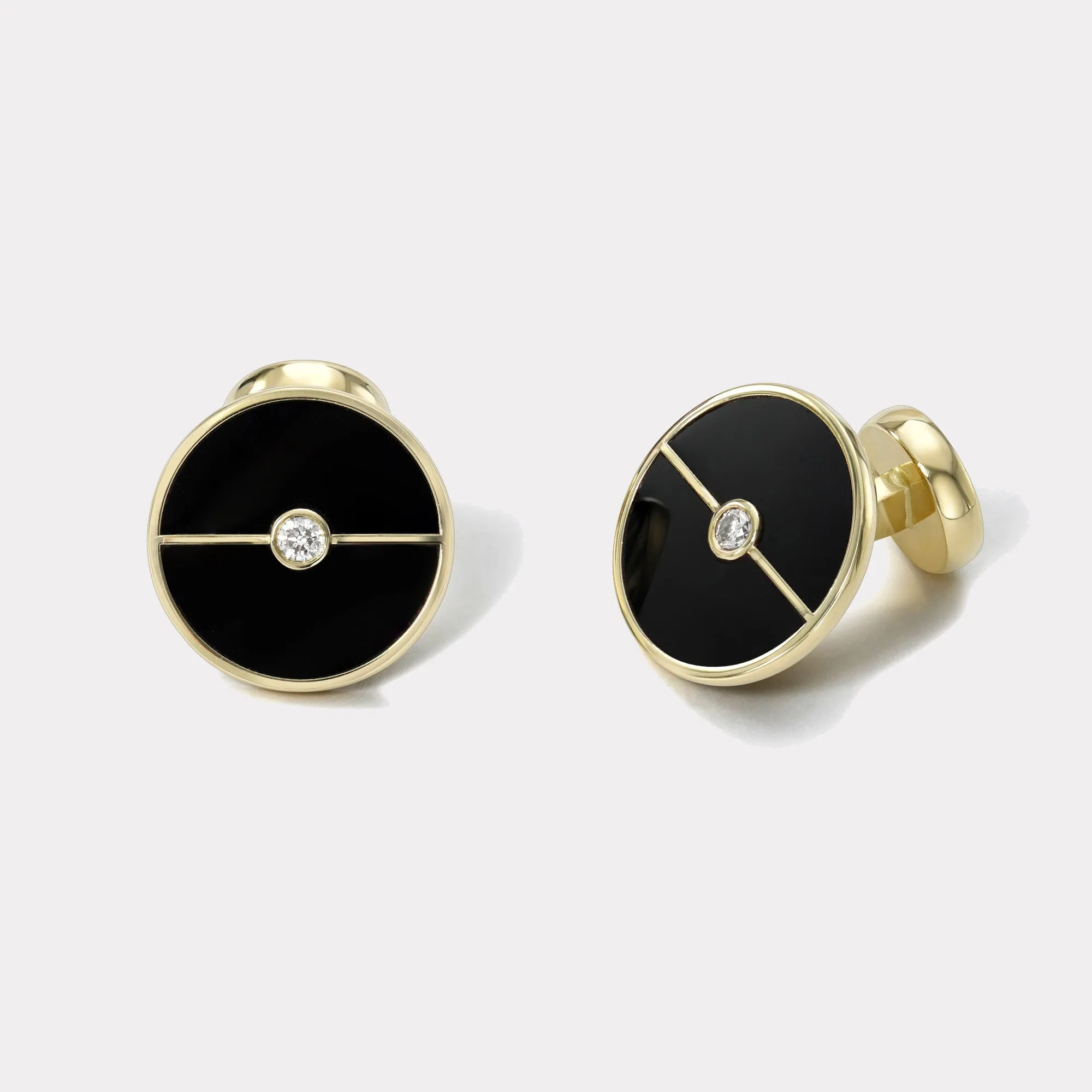 Signature Compass Black Onyx and Diamond Cufflinks
