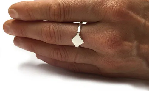 Silver Diamond Shaped Signet Ring