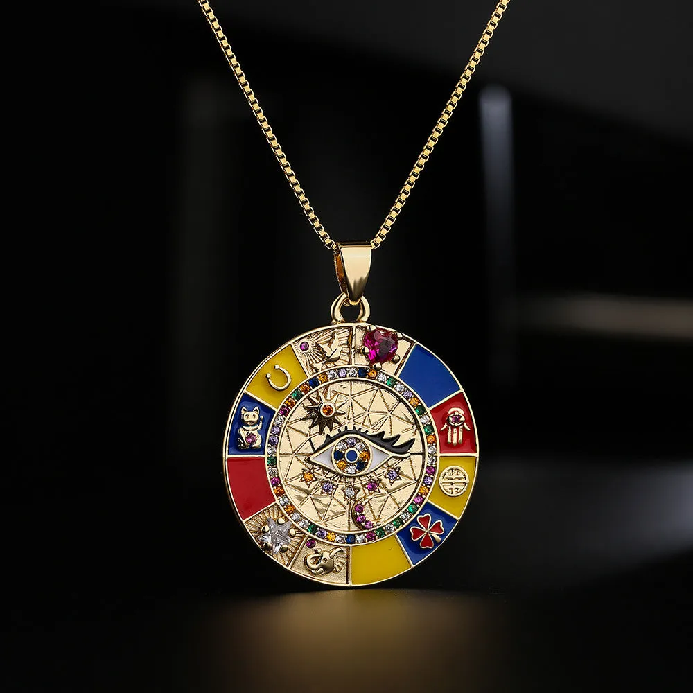 Sisslia 2024 Trend 18K Gold Plated Round Necklace Jewelry For Women's Girls Jewelry Gifts