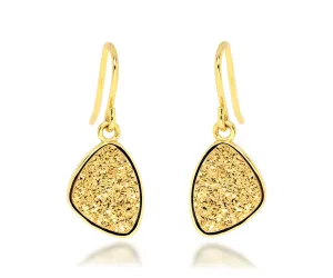 Small Trillion 18k Gold Druzy Earrings