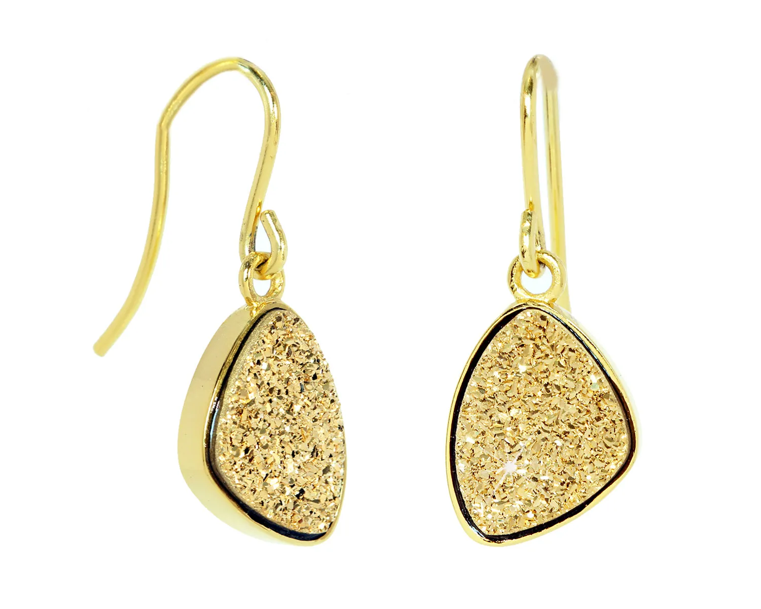 Small Trillion 18k Gold Druzy Earrings