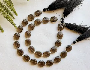 SMOKY QUARTZ Fancy Flower Shape Faceted Beads