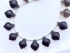 Smoky Quartz Slanted Drops Frosted