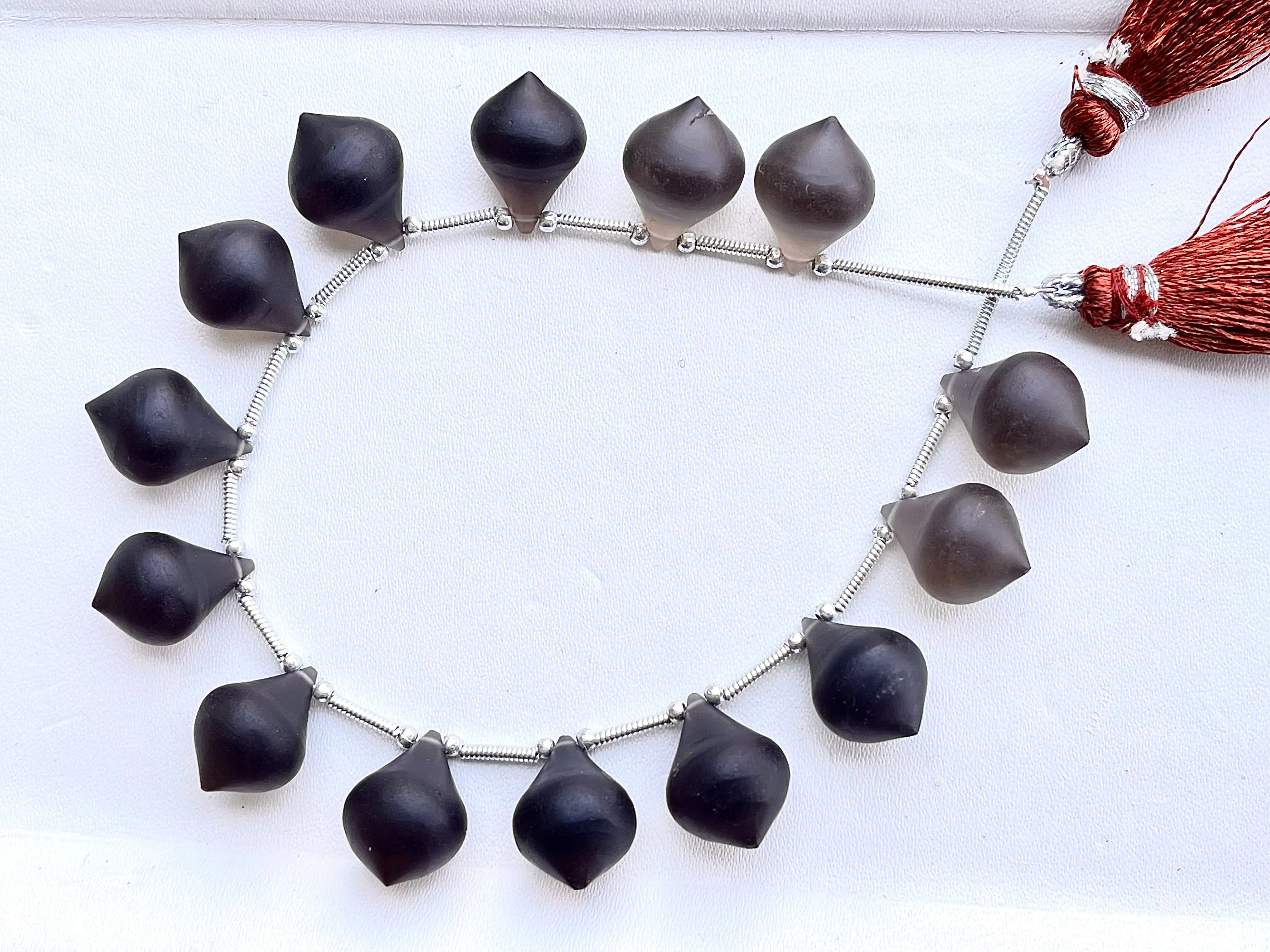 Smoky Quartz Slanted Drops Frosted