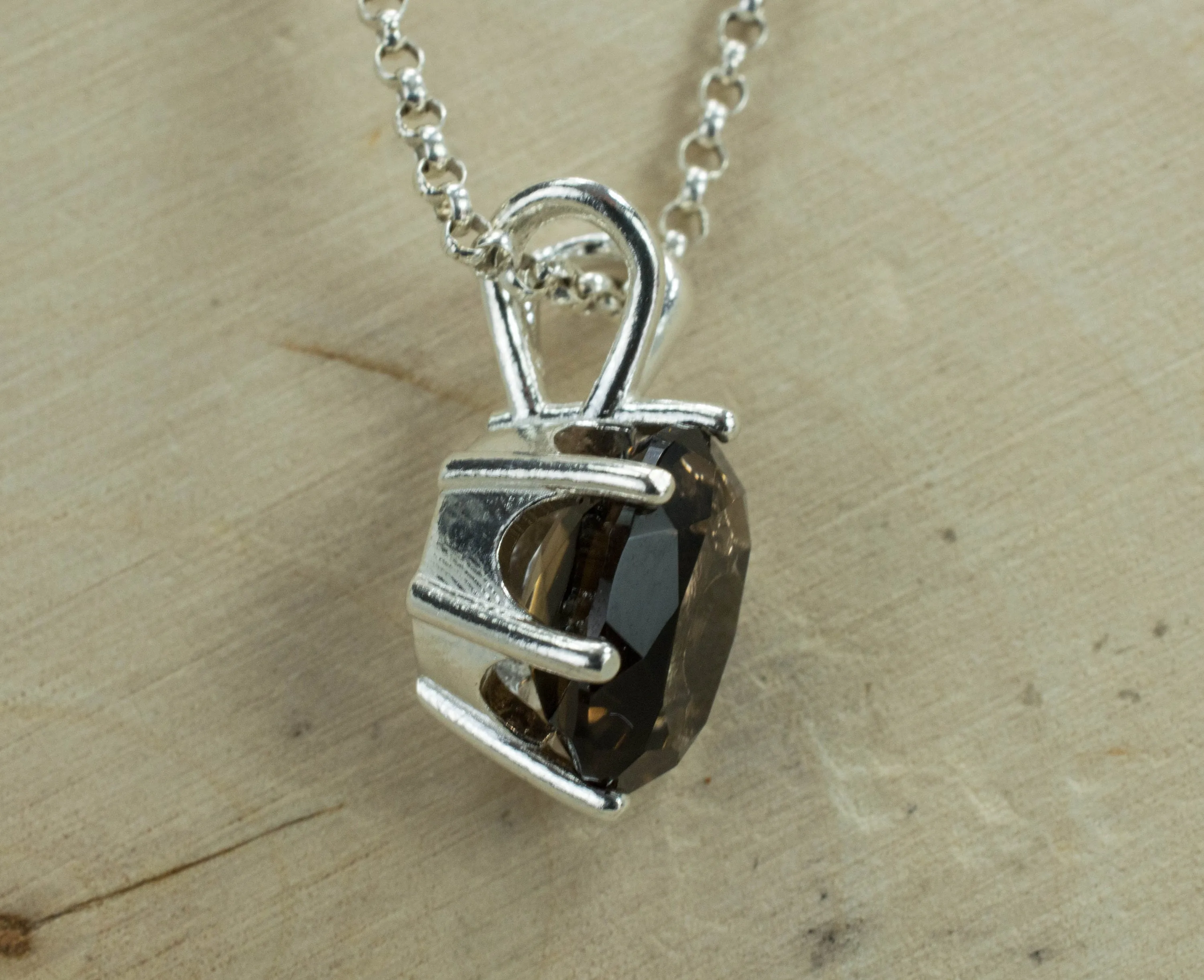 Smoky Quartz Sterling Silver Pendant; Genuine Untreated USA Quartz; Quartz Pendant; 2.670ct