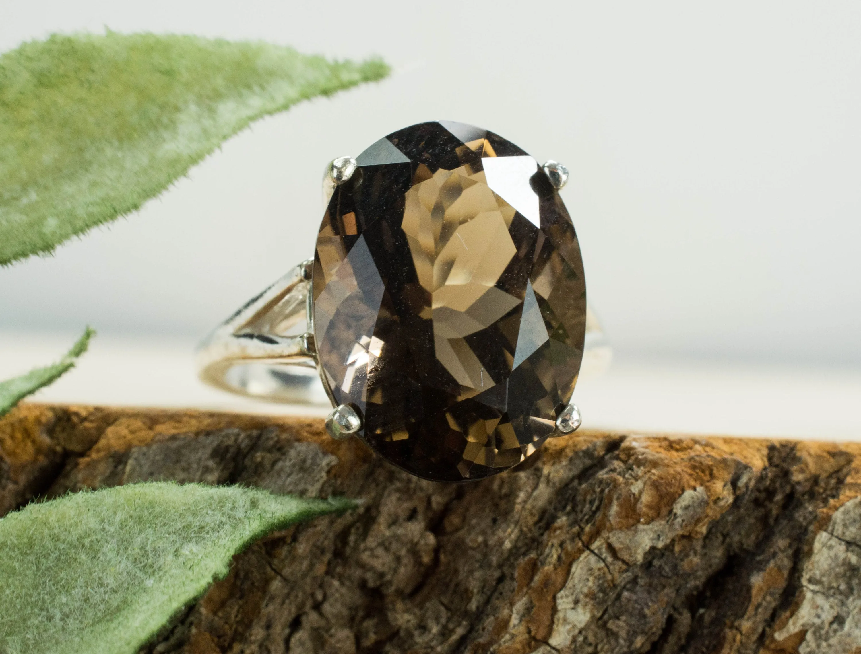 Smoky Quartz Sterling Silver Ring, Genuine Untreated USA Quartz; Smoky Quartz Ring; Smoky Quartz Ring