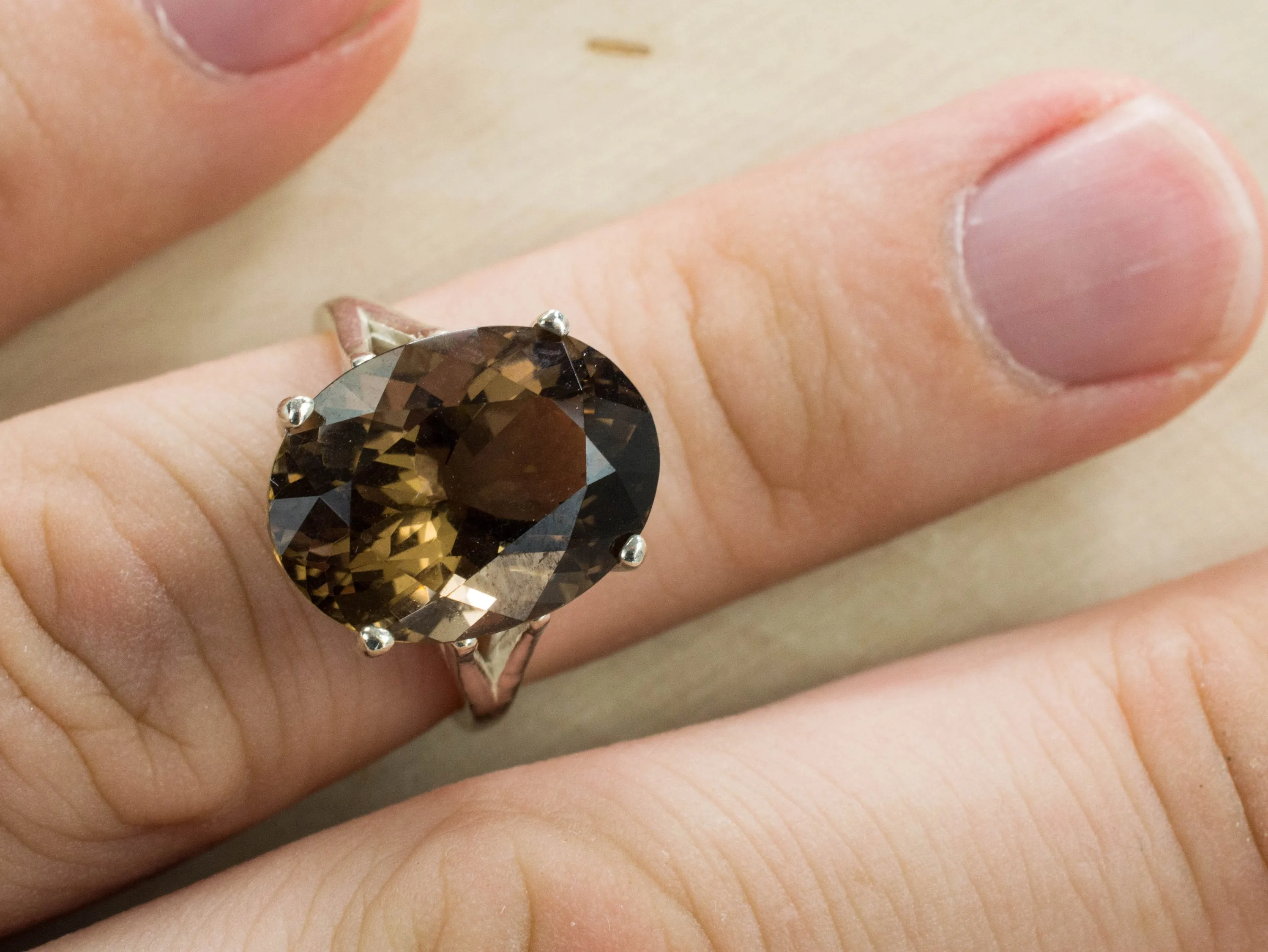 Smoky Quartz Sterling Silver Ring, Genuine Untreated USA Quartz; Smoky Quartz Ring; Smoky Quartz Ring