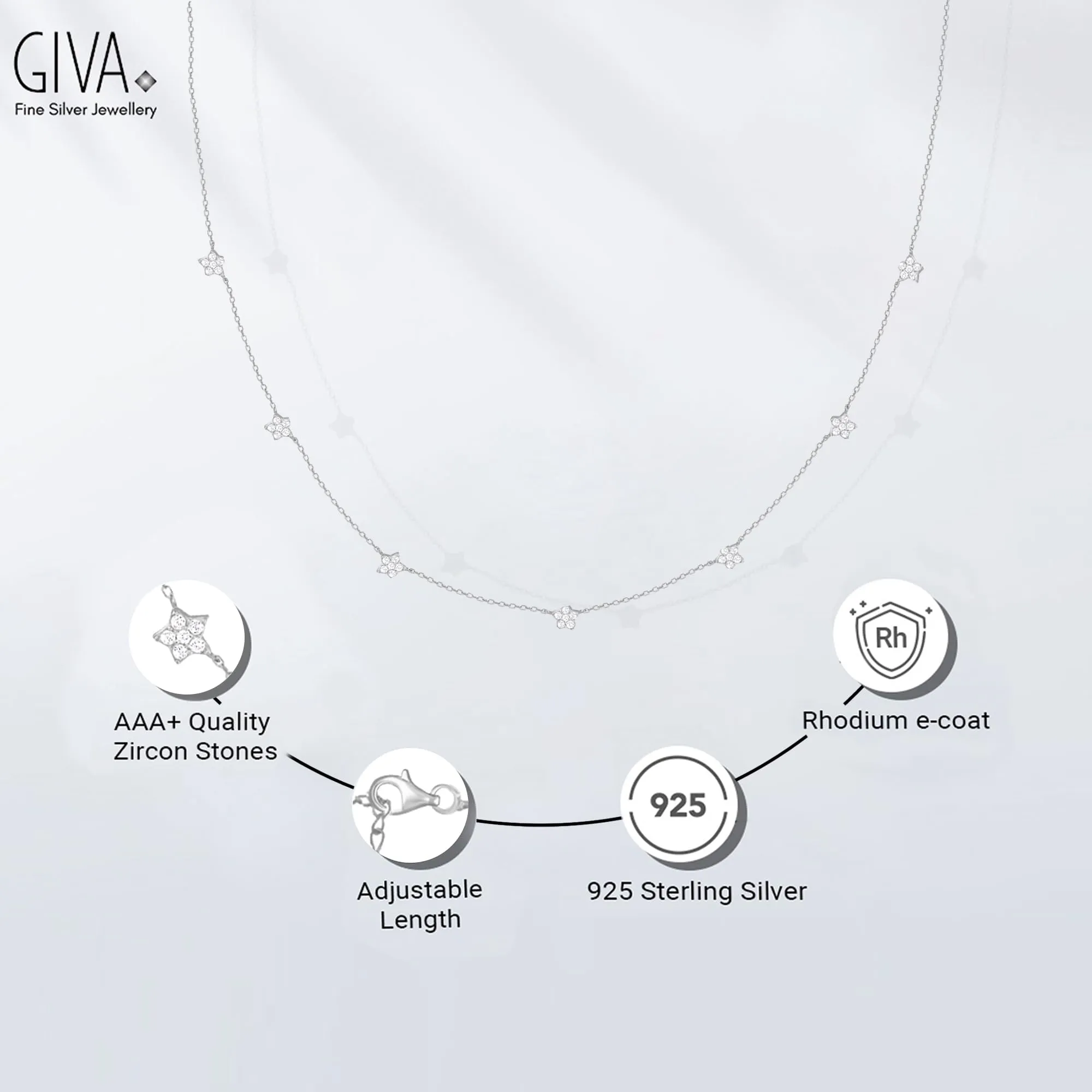 Sterling Silver Hypoallergenic Zircon Stone Necklace for Women Anniversary