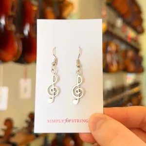 Treble Clef Silver Earrings