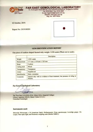 Unheated Burmese Ruby 1.01ct