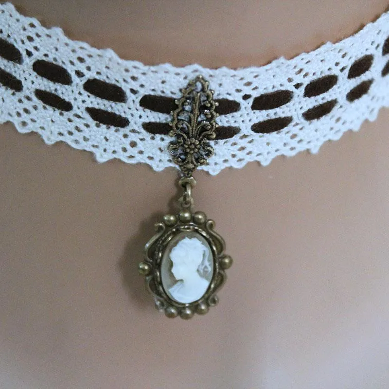 Victorian Cameo Pendant Choker