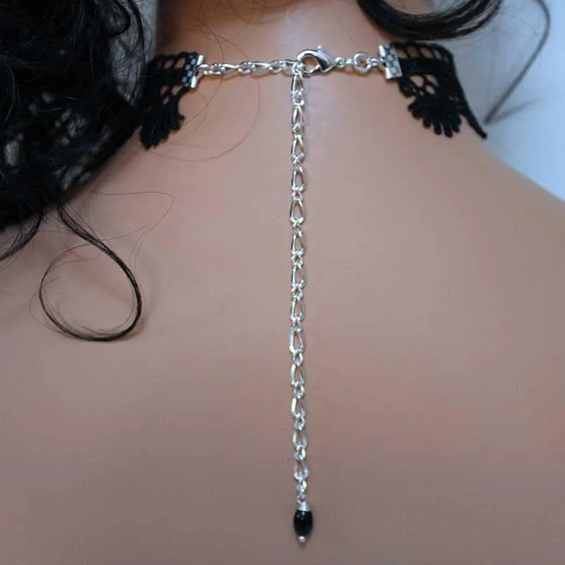 Victorian Choker Necklace, Black Scalloped Lace
