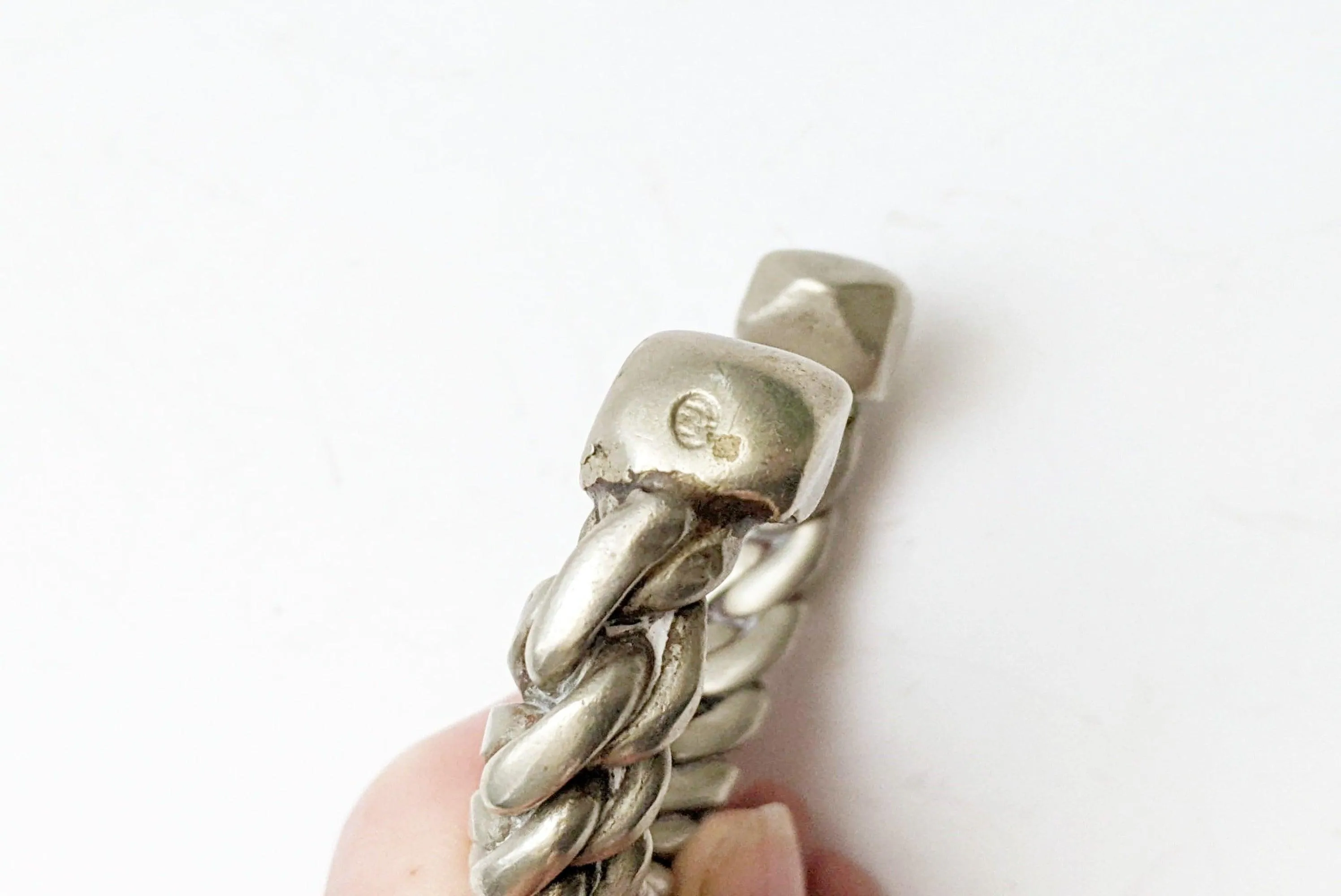 Vintage Bedouin Palestinian or Egyptian Twisted Wire Cuff Bracelet with Marks