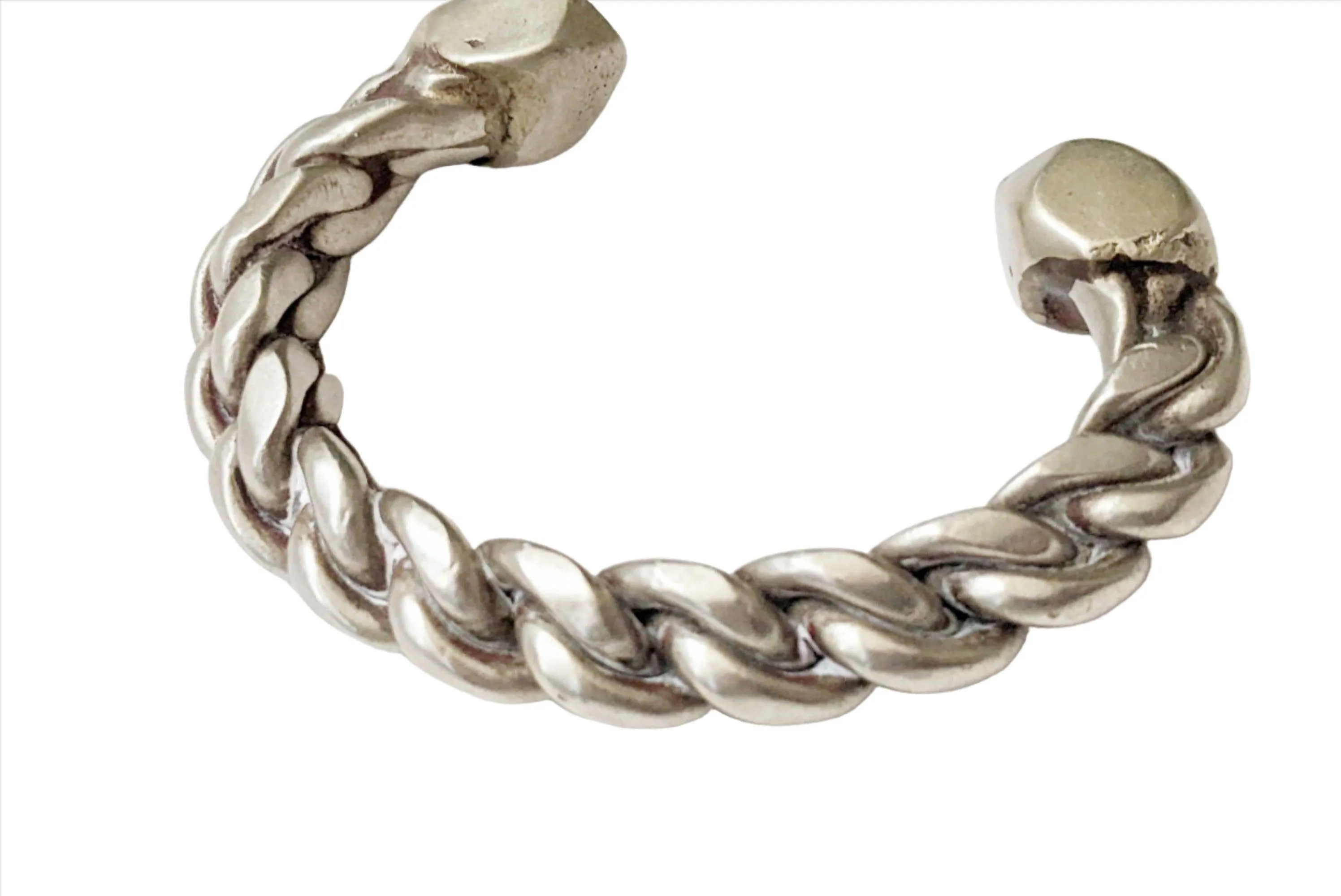 Vintage Bedouin Palestinian or Egyptian Twisted Wire Cuff Bracelet with Marks