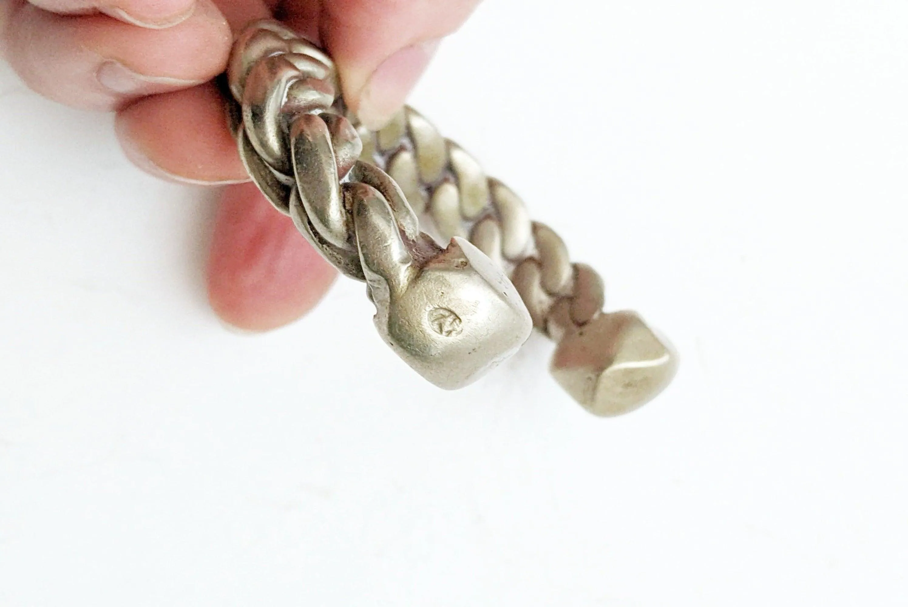 Vintage Bedouin Palestinian or Egyptian Twisted Wire Cuff Bracelet with Marks