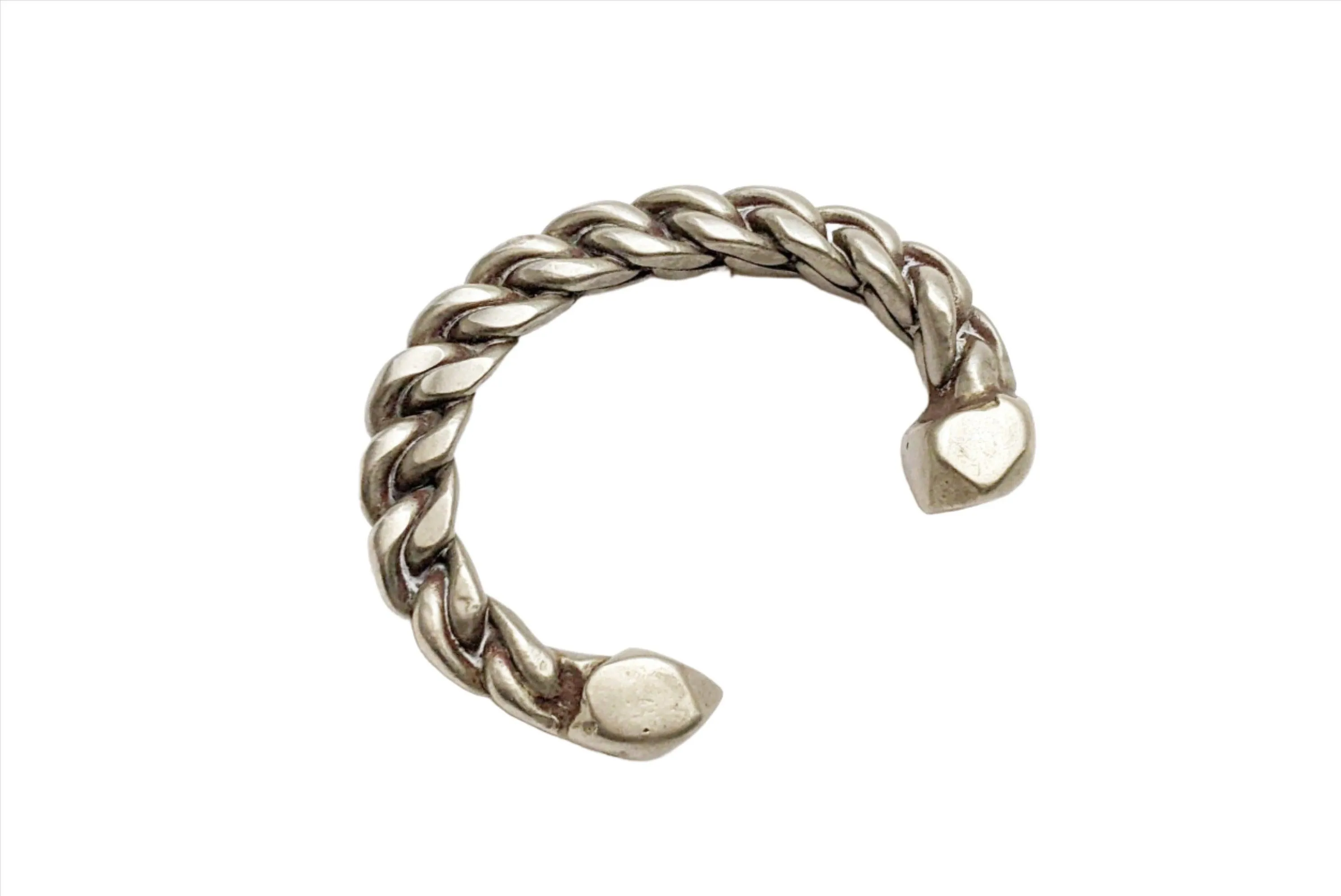Vintage Bedouin Palestinian or Egyptian Twisted Wire Cuff Bracelet with Marks