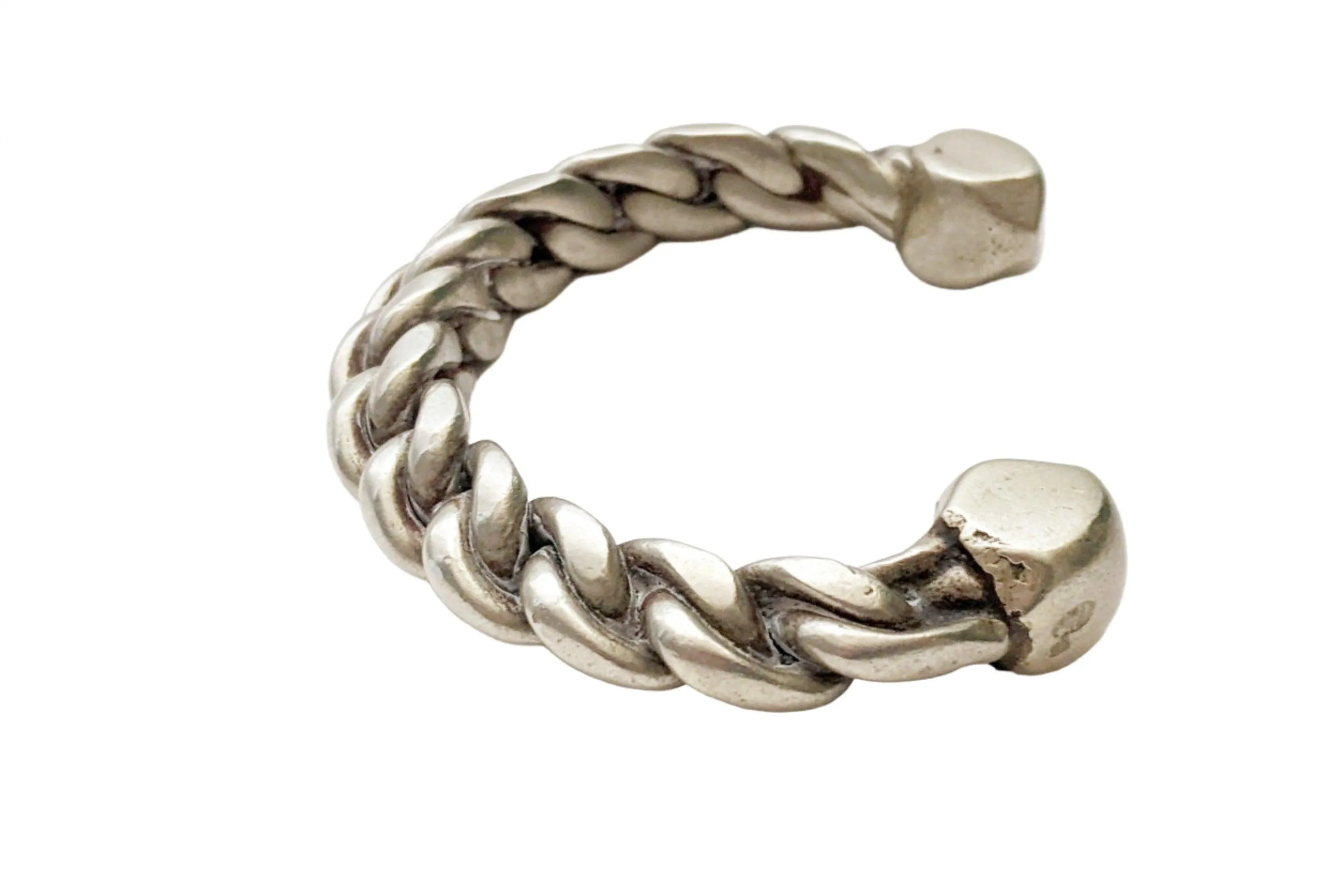 Vintage Bedouin Palestinian or Egyptian Twisted Wire Cuff Bracelet with Marks