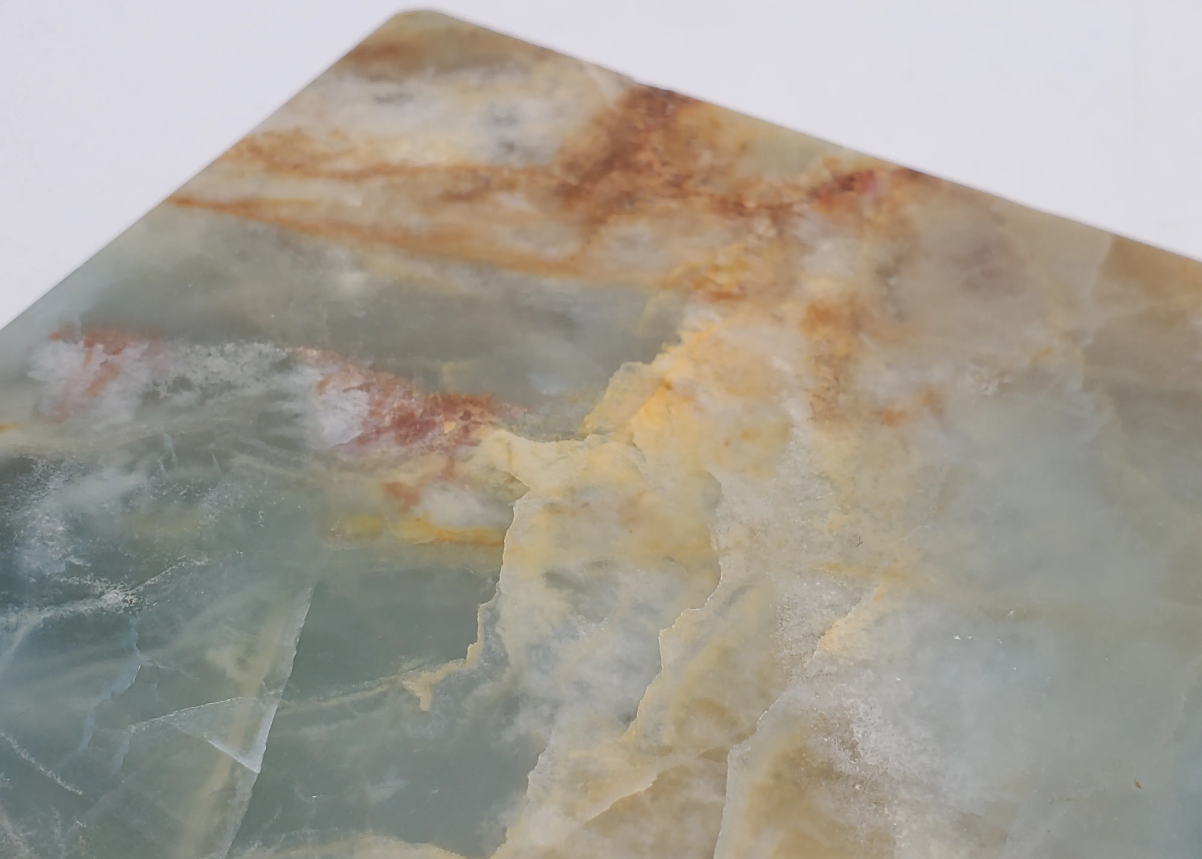 Vintage Blue Banded Calcite "Onyx" and Brass Ashtray