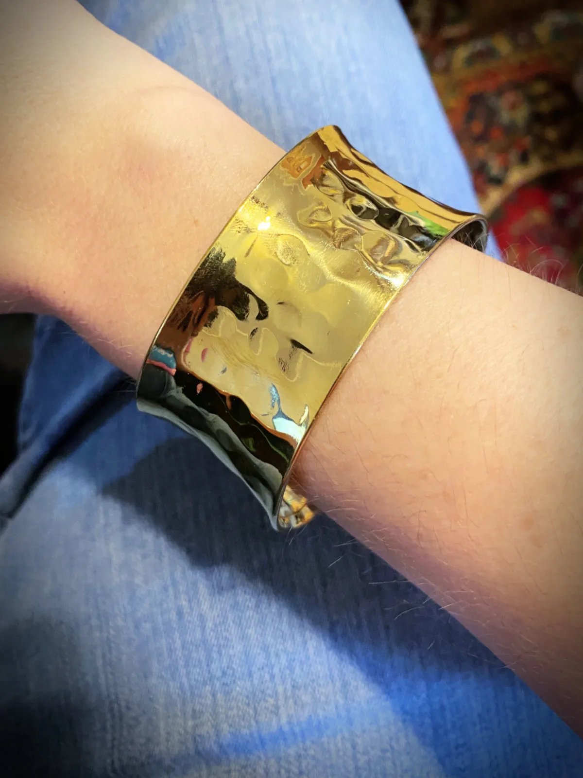 Wide Hammered Cuff Bracelet