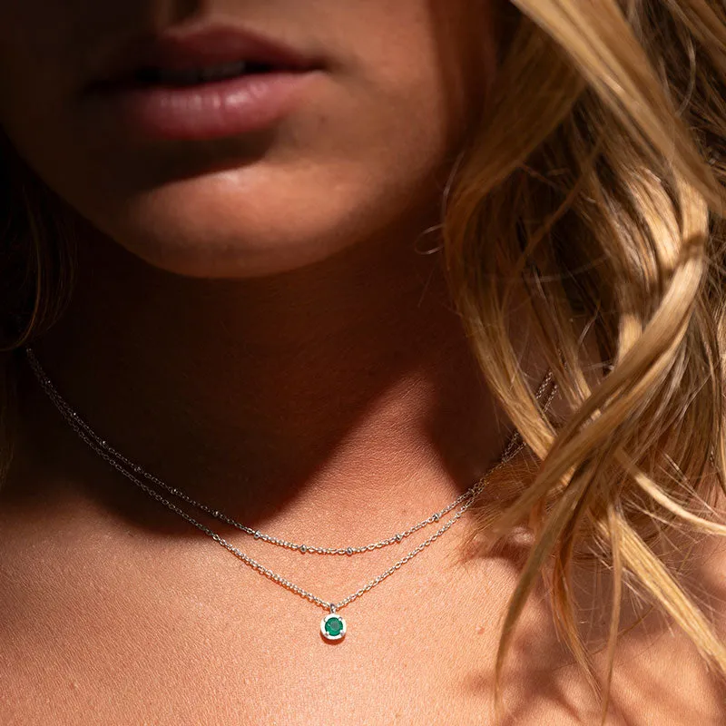 Winkie Necklace, Green Onyx, Silver