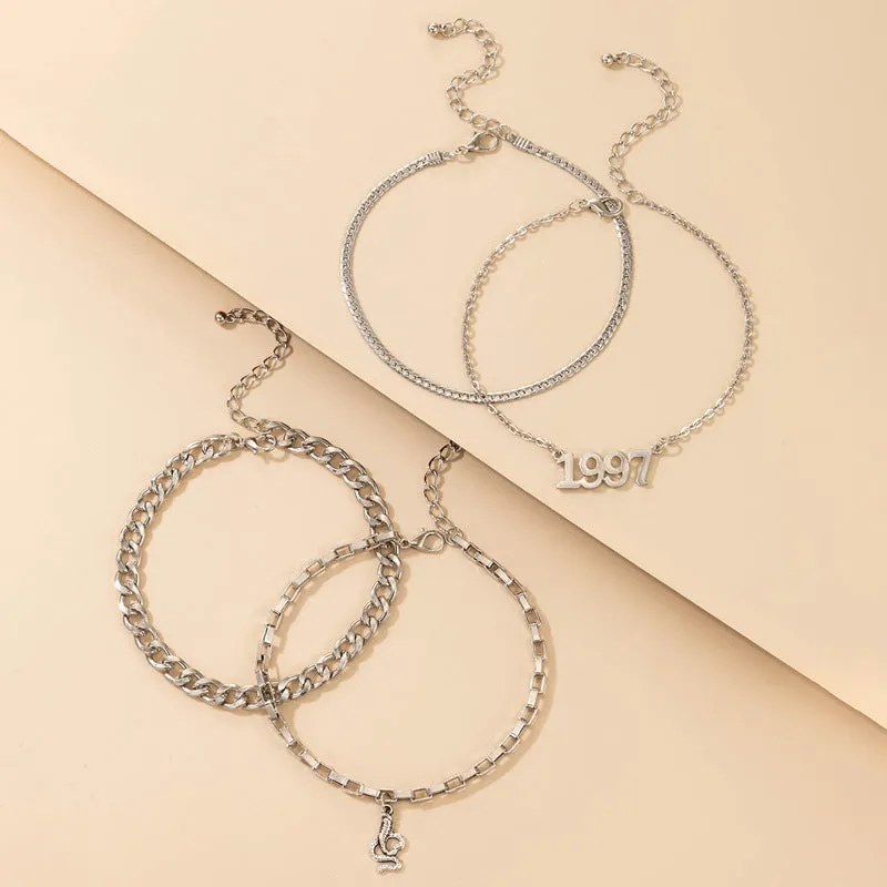 Women's Fashion Geometric Snake Anklet Set