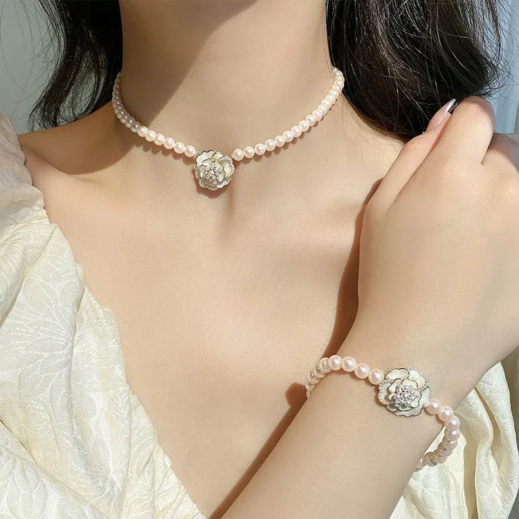Women's Necklace Camellia Choker  Gift for Girls
