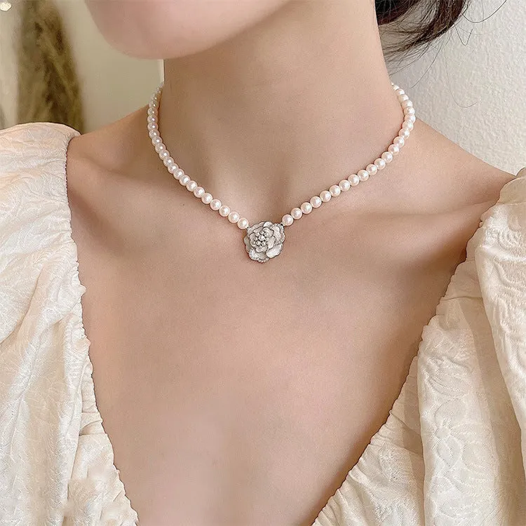 Women's Necklace Camellia Choker  Gift for Girls