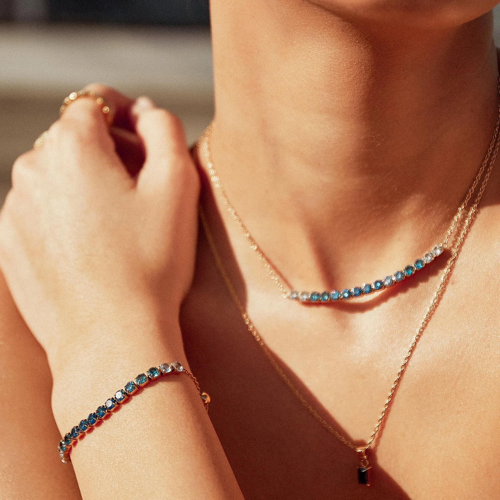 Zalia Gold Necklace - Sapphire