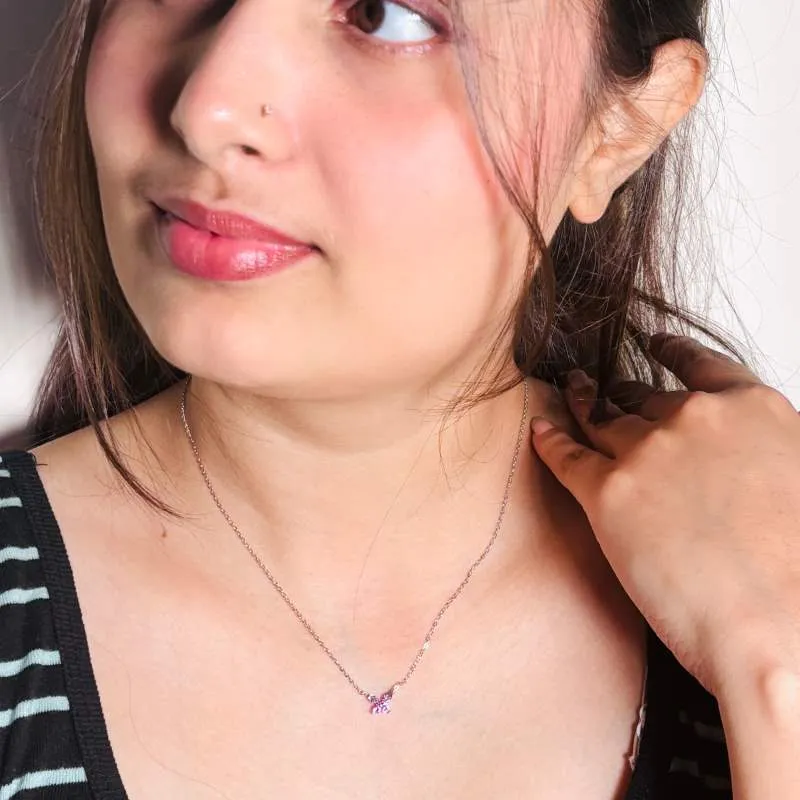 Zircon Studded Butterfly Necklace