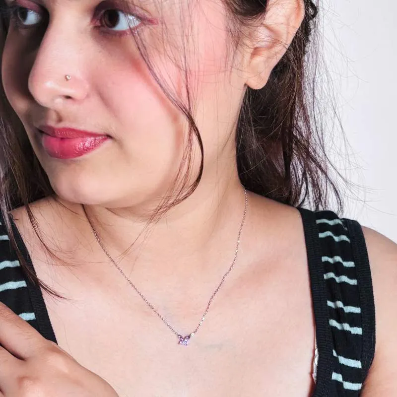 Zircon Studded Butterfly Necklace
