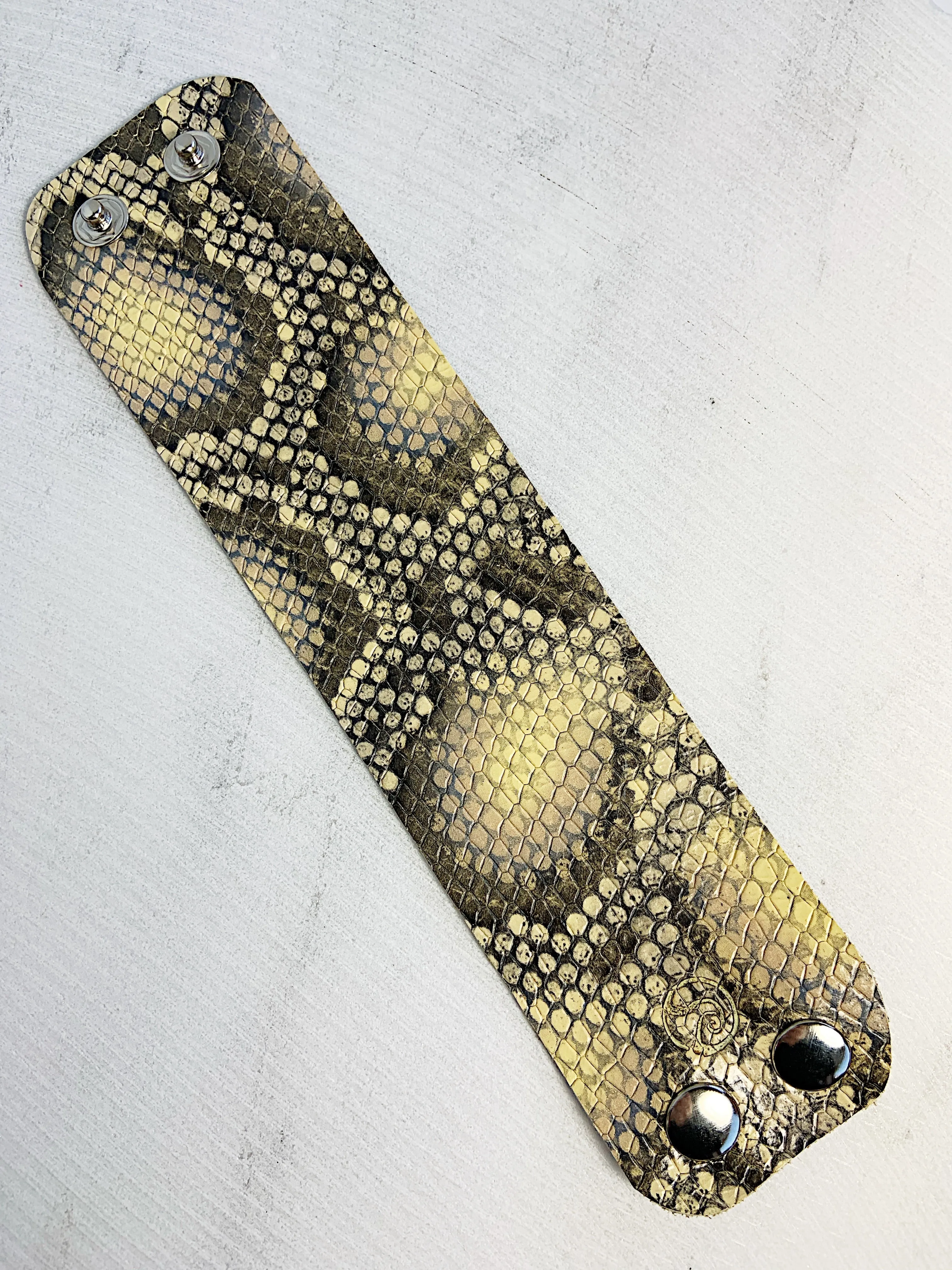 Zoe Leather Solid Cuff Bracelet Snake Skin Print